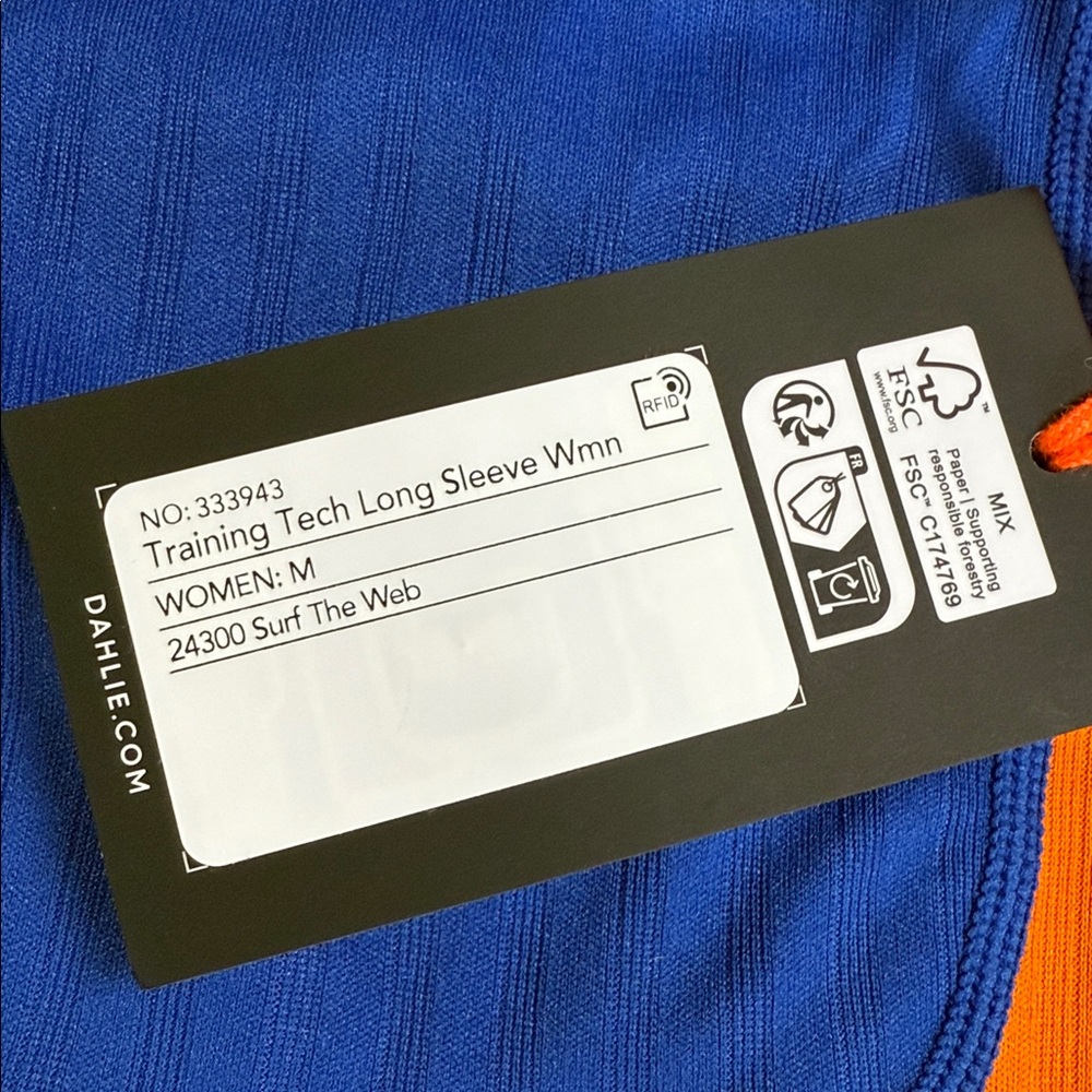 NWT Bjorn Daehlie Training Tech Long Sleeve W Medium Base Layer Blue Orange - Picture 5 of 10